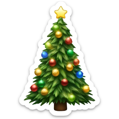 Realistic Christmas tree wrapped in lights sticker