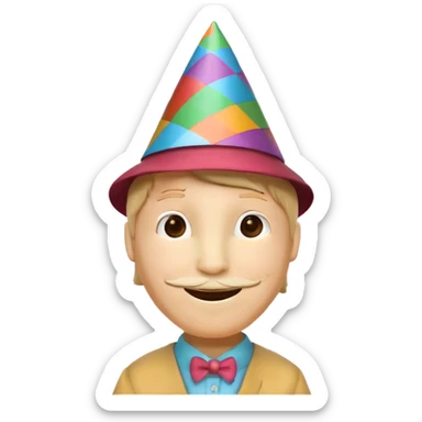 A handwritten mathematical Pi number that is celebrating a birthday with a party hat sticker