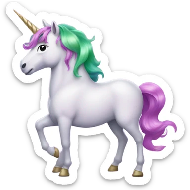 Purple pink and green unicorn sticker