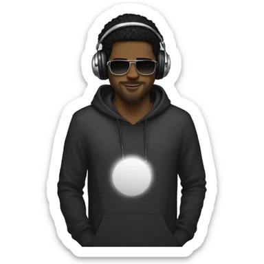 white guy black hair djing sticker