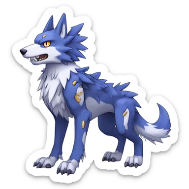  Cool Edgy Digimon-Fakemon-Garurumon-Loogamon-Dorulumon-Wolf with edgy markings full body sticker