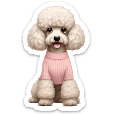 full body poodle in pale pink sweater  sticker