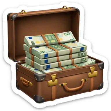 Suitcase with euro bills  sticker