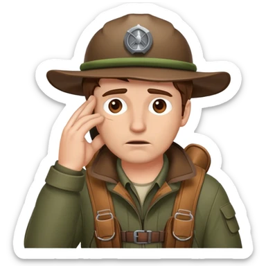 Facepalm White man deer hunter brown hair sticker