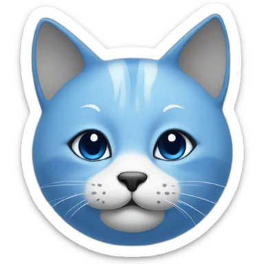 Blue simplistic sketch of a cute cat face sticker