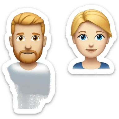 Couple white man with ginger hair and beard and a white woman with blonde hair and blue eyes  sticker