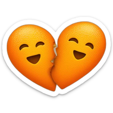 two orange hearts, one large in the center and one small above sticker