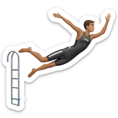 A diver mid-air after jumping off a head diving pool,  Below him, a pool labeled "Confidence". A subtle 5-4-3-2-1 on the diving board shows they took the leap despite fear. sticker