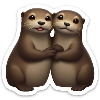 2 otters holding hands looking at the sunset sticker