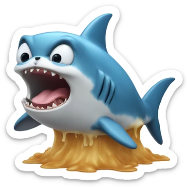 shark cat puking sticker