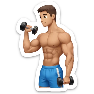 bicep side view holding a dumbbel palms-facing-away from camera sticker