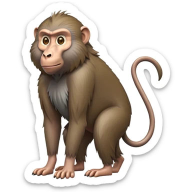 cinematic-hairy baboon-full-body-standing on all fours-emoji,-head-tilted-dramatically,-thick-grey-and-brown-fur,-simplified-yet-realistic-focused-features,-highly-detailed,-glowing-with-an-almost-sarcastic-glow expressive eyes sticker