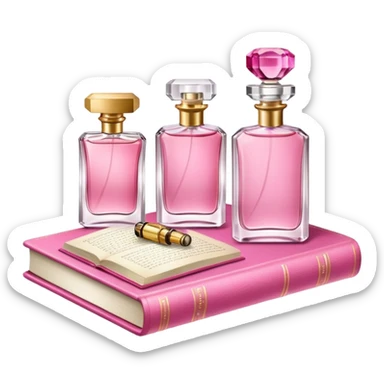 pink bookbook and fragance sticker