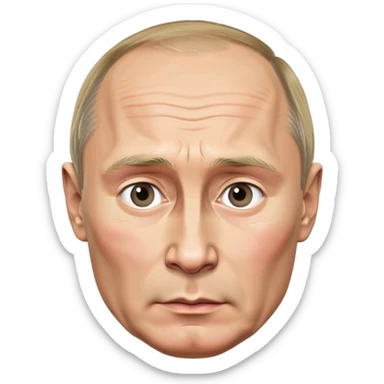 Vladimir Putin, Russian president, with stern expression sticker