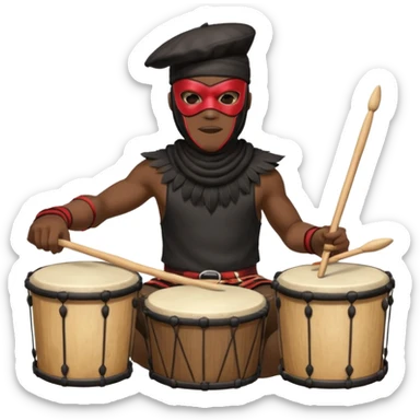 Masked Festival Drummer black man sticker