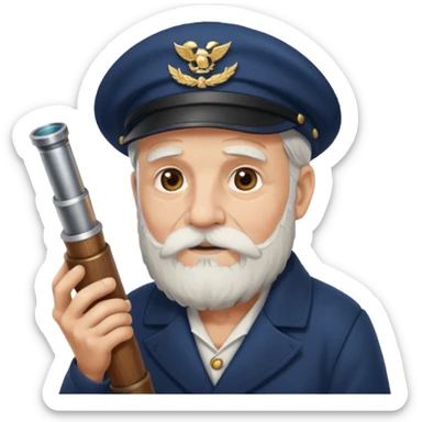 old sailor with a white beard and a telescope sticker
