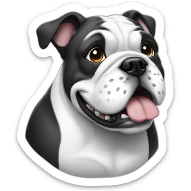 bulldog happy black and white sticker