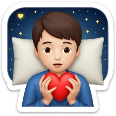 Boy kissing a heart Goodnight  sticker