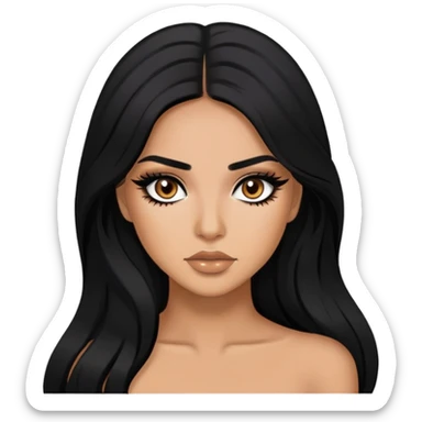 latina, baddie,pretty, brown eyes, makeup, black eyeliner, long hair sticker