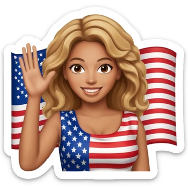 Beyonce with american flag sticker