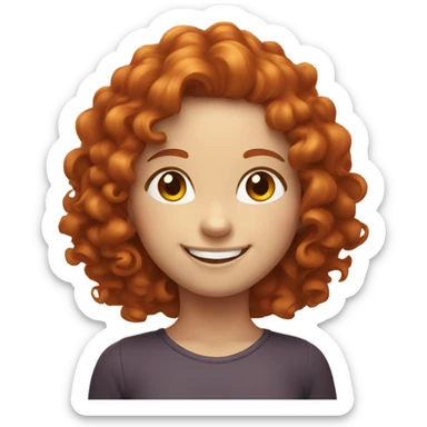 Curly redhead white girl smiling sticker
