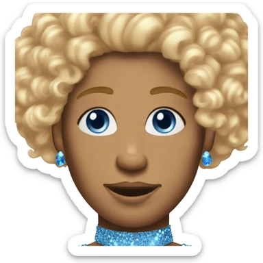 drag queen with red beard and curly blonde highlighted hair with a sparkly top and light chest hair and blue eyes  sticker