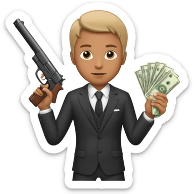 Mafia holding gun and money sticker