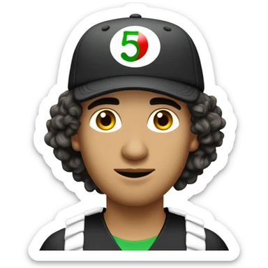 Joueur de billard, maghrébin, 20 ans, cheveux longs frisés, casquette  sticker