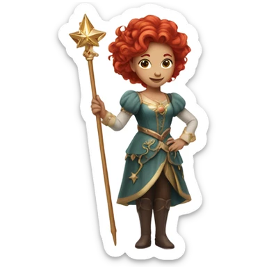 Red haired royal girl with magical wand sticker