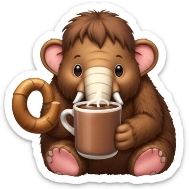 A mammoth who drinks a hot chocolate sticker