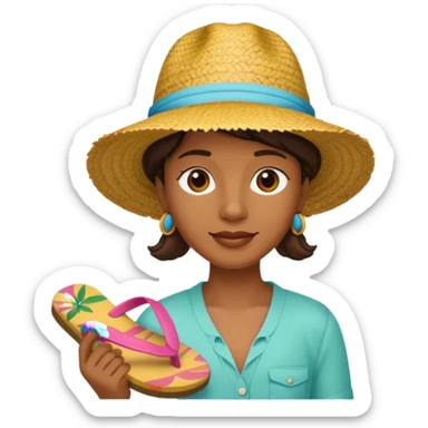 Créole réunionnais chapeau paille tong au pieds  sticker