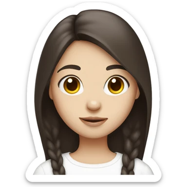 Dark brown straight hair girl holding white fluffy cat  sticker