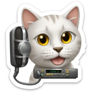 a cat on the radio sticker