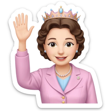 Queen Elizabeth waves in pastel clothes sticker
