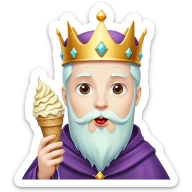 Wizard with crown eating ice cream sticker