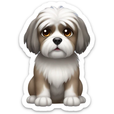 A white Shitzu with brown fur on her mouth, and a little bit of dark grey fur on her eyes and ears. sticker