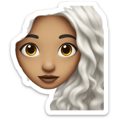 girl with vitiligo and long white hair  sticker