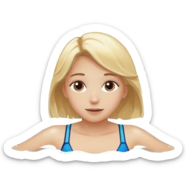 Girl blonde hair brown eyes swimming emoji sticker