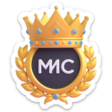 White circular emblem with crown sticker