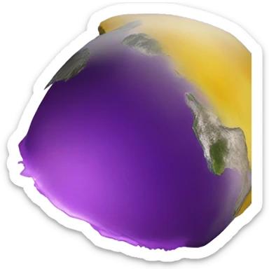 planet earth but purple and yellow, centered on reunion island sticker