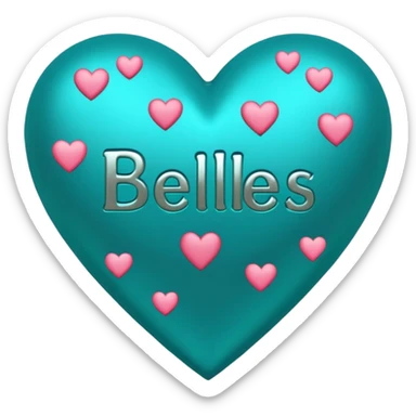 Teal heart with hearts and Belles wording sticker