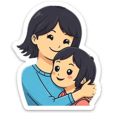 Mom and daughter sticker