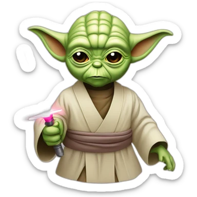 maitre yoda qui tien un sabre laser rose sticker