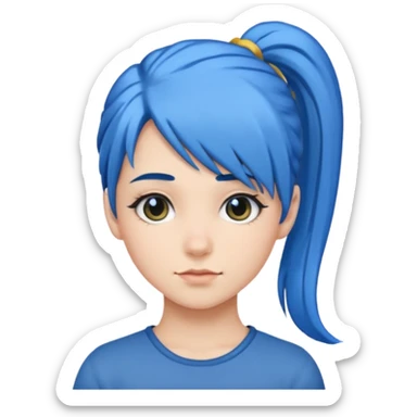 chica con pelo azul colita de costado sticker