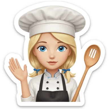 Sexy Long Blonde hair blue eyed female chef sticker