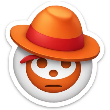 Red hat on a standard Orange clown emoji sticker