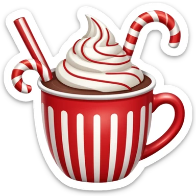 Peppermint hot cocoa with candy cane stirrer sticker