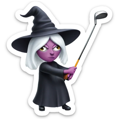Evil Witch swinging a golf driver sticker