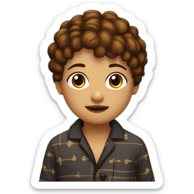 Ado en pyjama , peau marron , yeux noisettes,  cheveux noir court sticker