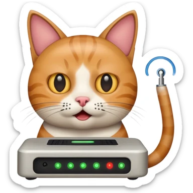 Staunende katze mit router sticker